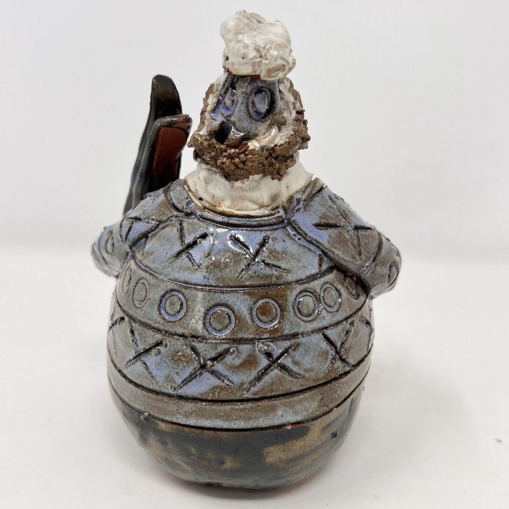 Sara Meadows Balloon People Pottery Art SKIER Winter Figure 5" Tall - Chip Hat - Picture 3 of 10